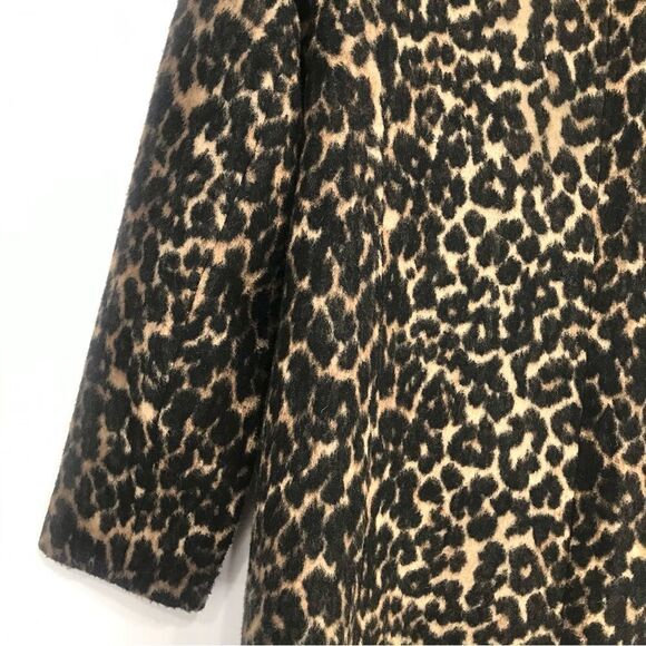 Talbots Black Tan Animal Leopard Print Button Up Wool Blend Coat - Picture 13 of 16
